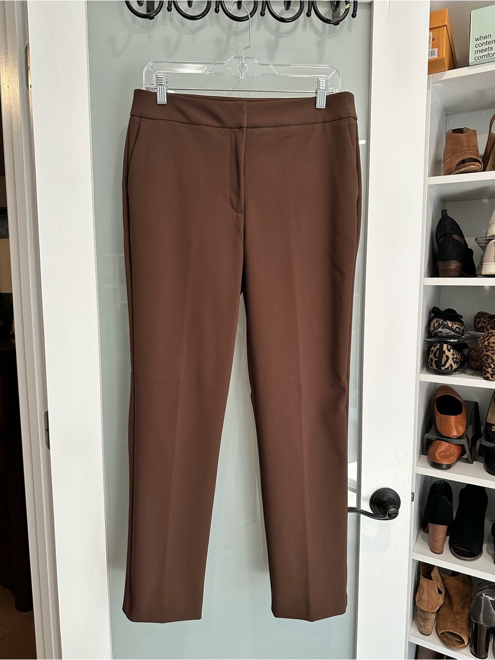 Rachel Zoe Brown Straight-Leg Stretch Trousers
